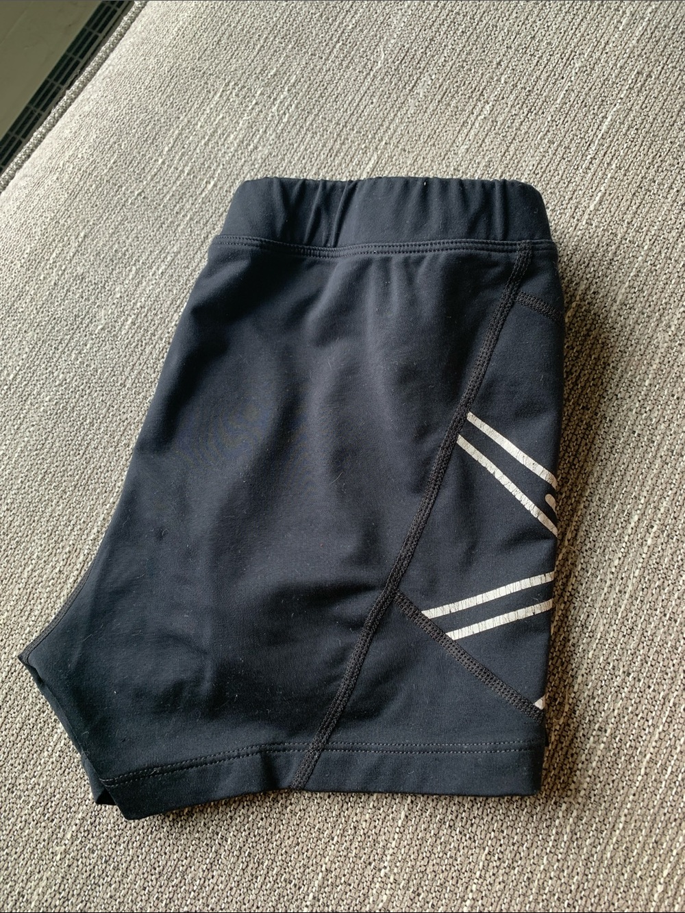 Black Athletic Spandex Shorts with Reflective Stripes